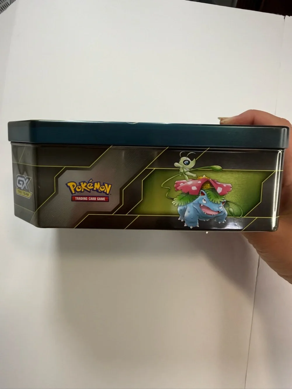 Pokemon Tin Box with Blue, Green, Pink Artwork empty